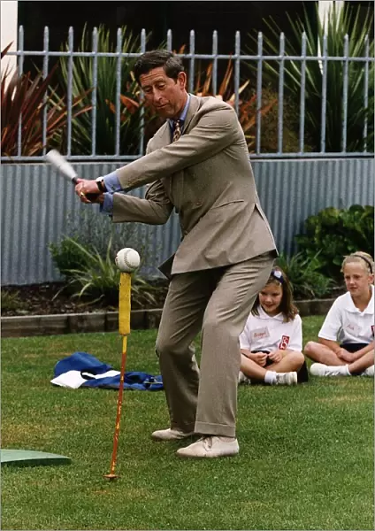Prince Charles playing baseball