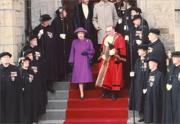 Queen Elizabeth II and Prince Philip visit Durham - The mayors pike-bearers