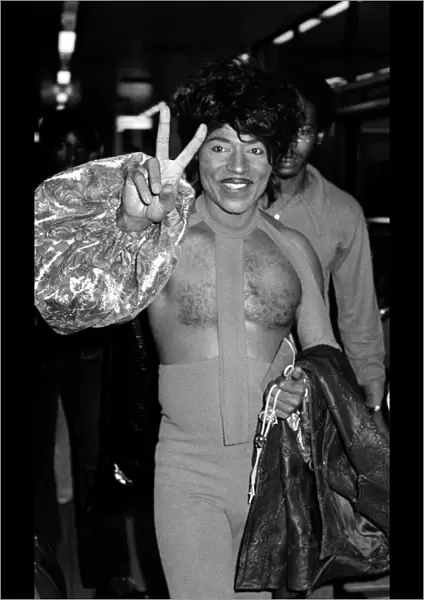 Little Richard at London airport. 3rd August 1972