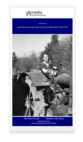Jean Kent driving a tractor down on farm at Hartfield. March 1948 O12247