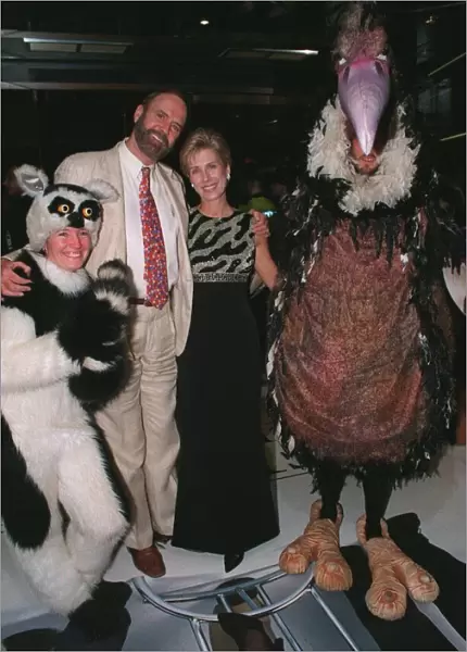 John Cleese with wife Alice faye and characters from his film Fierce Creatures at its
