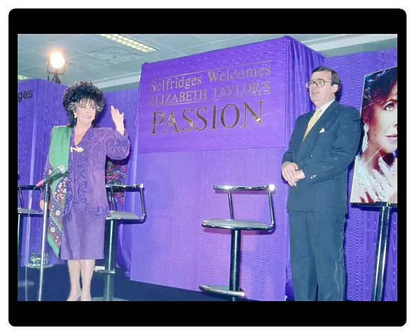 Elizabeth Taylor at Selfridges London October 1986 to promote her perfume Passsion