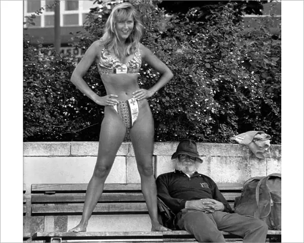 Clothing Beach Bikini. A bloke never knows who ll turn up next on his park bench
