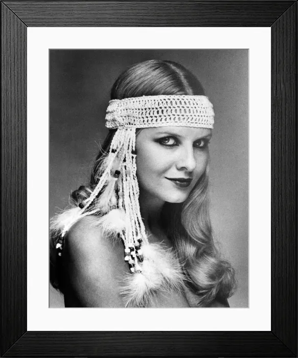 Framed Print : A black or white headband with multi-coloured beads, available as a print