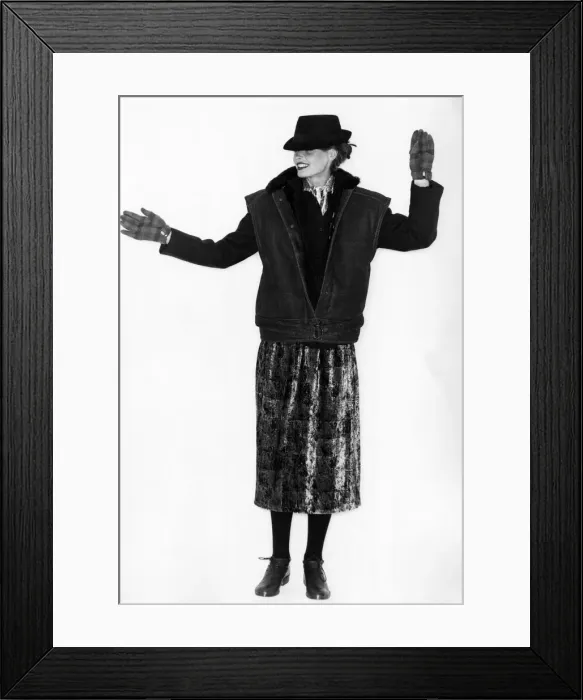Framed Print : Fashion Print - 1970s Sheepskin Waistcoat
