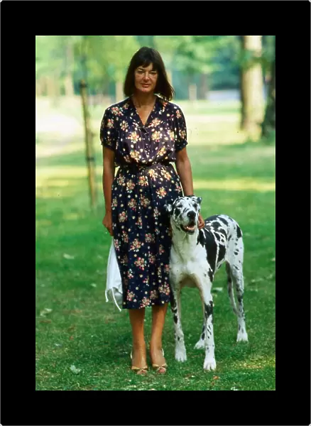 Verity Lambert walking her dog July 1984