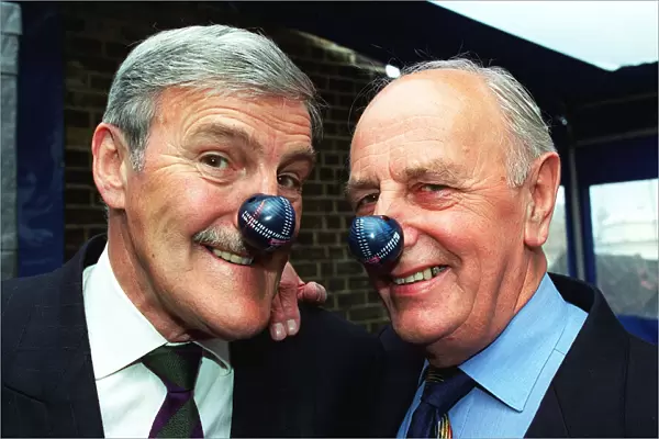 Jimmy Hill and Brian Moore June 1998 wear Daily Record tartan noses