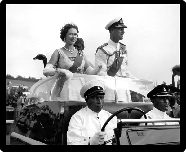 The Queen and Duke pictured during the Royal visit to Sierra Leone. November 1961 P009404