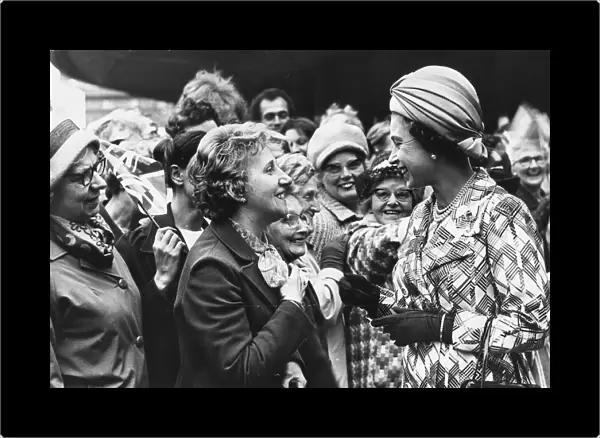 Queen Elizabeth II chatting to Geordie housewives during her visit to Newcastle 1st