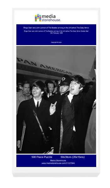 Ringo Starr and John Lennon of The Beatles arriving in the UK before The Daily Mirror