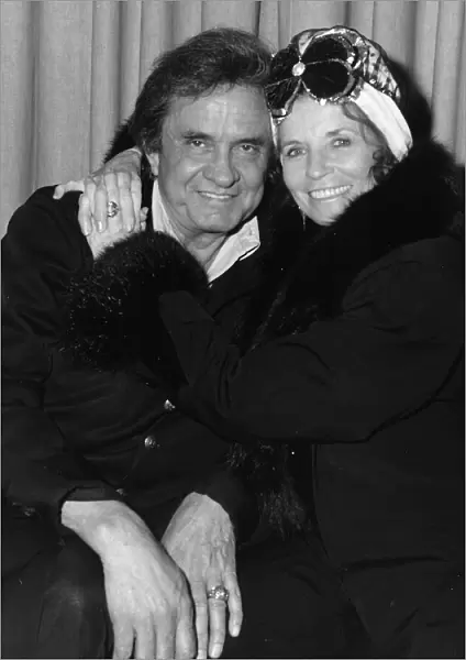 Johnny Cash singer with wife June Carter in London 1988
