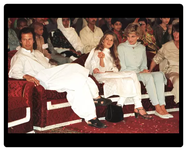 Diana, Princess of Wales with her friend Jemima Khan and her husband Pakistani cricket