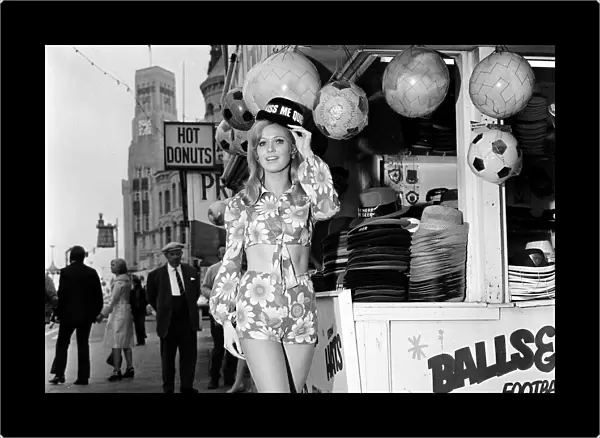 Marilyn Ward, Miss UK 1971, pictured on Blackpools Golden Mile