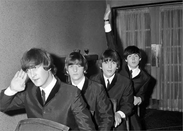 The Beatles pop group before their performance at the ABC Cinema in Edinburgh