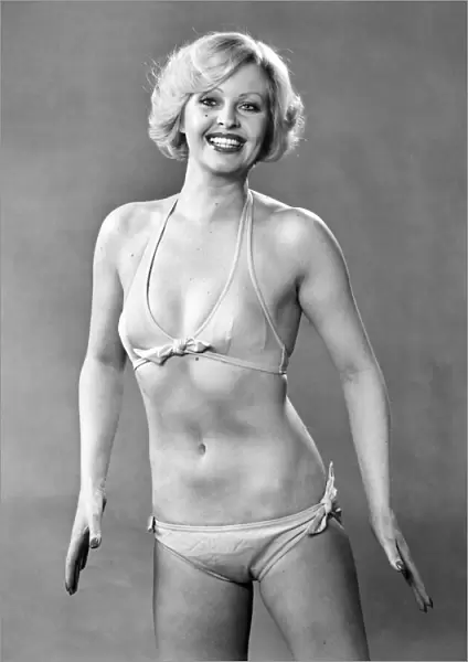 Humour  /  Smiling: Model June Hodgson - in bikini and exercising in a Leotard