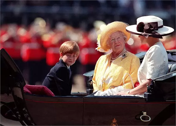 Queen Mother with Princess Diana at Trooping the Colour ceremony in London