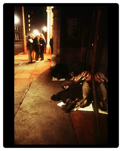 Homeless people on mortimer street in London Dbase MSI