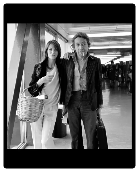 Jane Birkin and Serge Gainsbourg at London Airport April 1977
