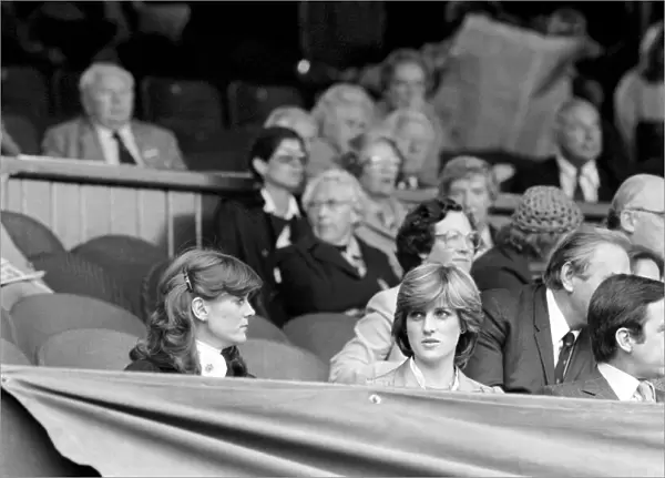 Lady Diana Spencer with Ex-King Constantine of Greece watching the Mens Singles semi