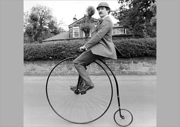 Mr. Peter Golding, of Jesmond, Newcastle, with his penny farthing at the transport