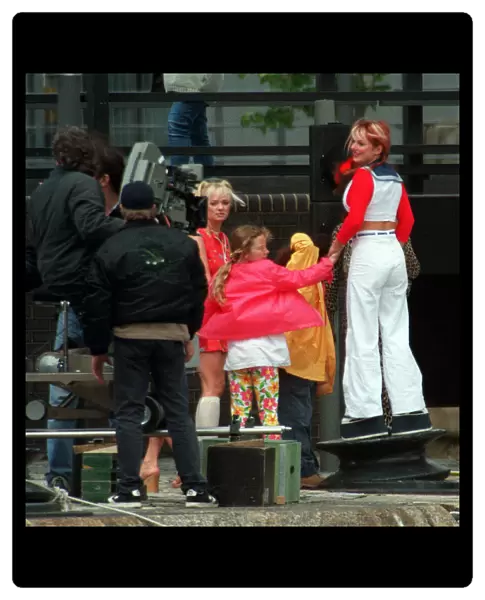 Pop Group Spice Girls Members Geri and Emma filming in London Docklands for their new
