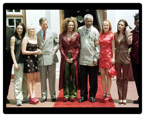 President Nelson Mandela and Prince Charles meet the Spice Girls in Johannesburg 01  /  11  /  97