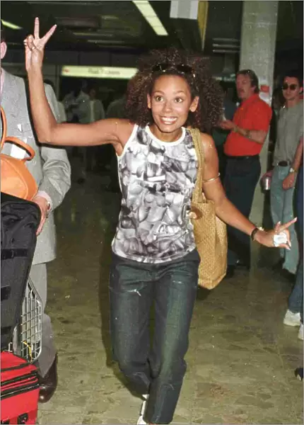Mel B of the Spice Girls arriving at Heathrow Airport from Iceland