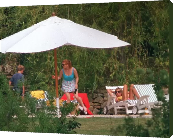 Diana, Princess of Wales on holiday in Southern France where she stayed at a friend