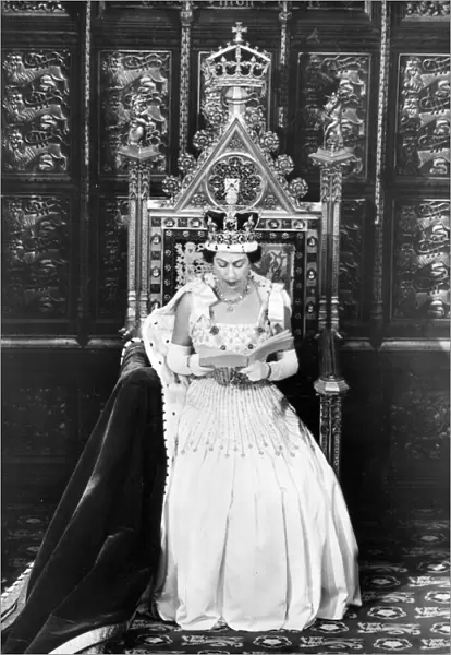 Queen Elizabeth II delivers her speech from the throne in the House of Lords at the State