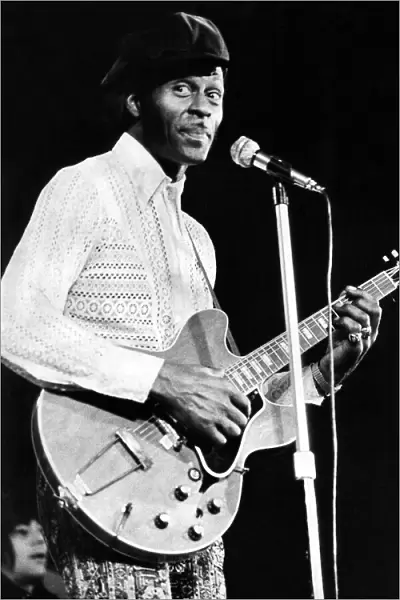 Rock n Roll star Chuck Berry performing at Newcastle City Hall. February 1973