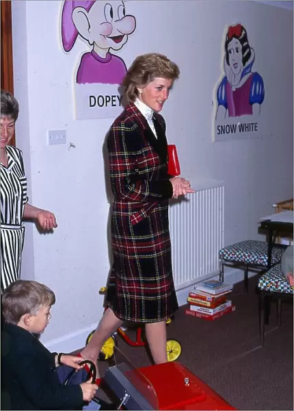 Princess Diana visits children suffering from leukaemia at a holiday house in Prestwick