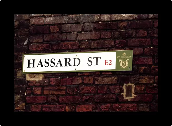 Street sign for Hassard Street in Bethnal Green London where the great grandparents of