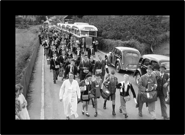 School children evacuated from London during WW2 air raids. 3rd September 1939