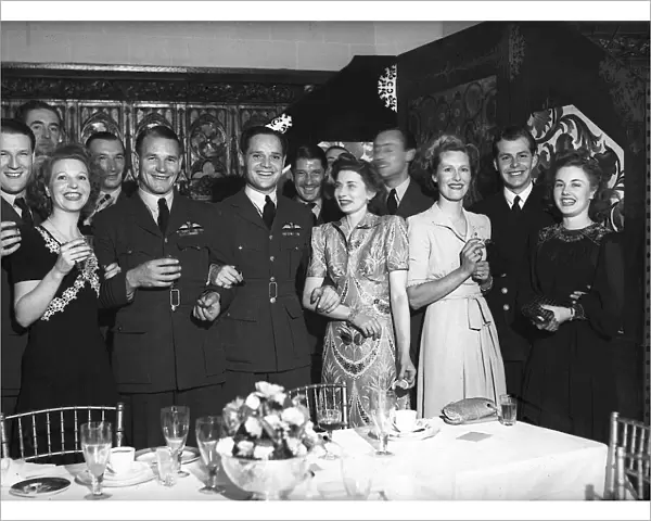 WW2: RAF fighter pilot Douglas Bader and wife Patsy attending party. 29th May 1945