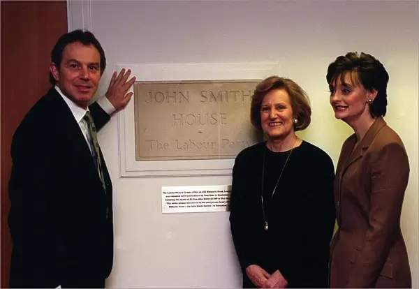 Tony Blair opens John Smith House at Millbank London with John Smiths widow Elizabeth