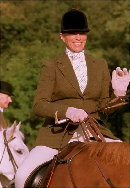 Princess Michael of Kent rides out with the Beufont Hunt October 1995