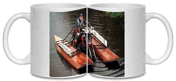 Waterbike November 1997 James Muir of Ratho with his amphibious bike He is competing in