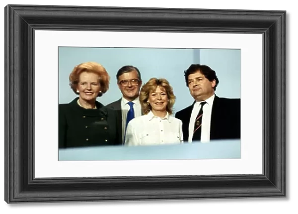 Nigel Lawson Conservative stands with his Therese, Kenneth Baker