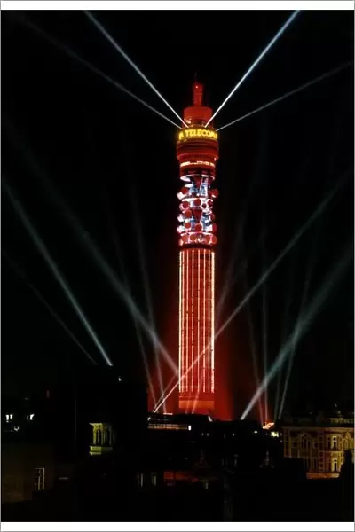 London BT Tower in London light up in aid of its biennial this month