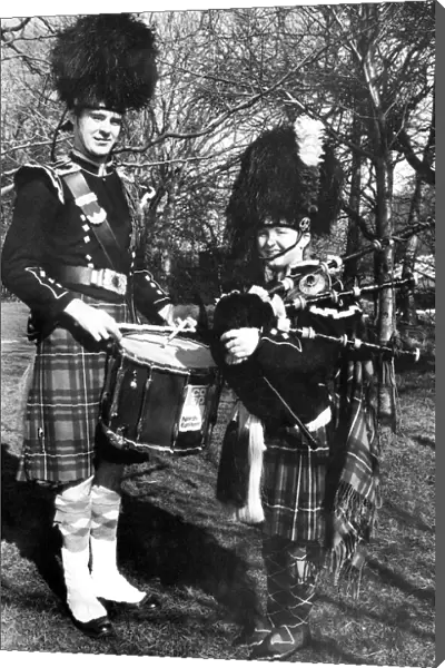 Mike Glabus and Michelle Dawson from the North Tyne and District Pipe Band in March 1985