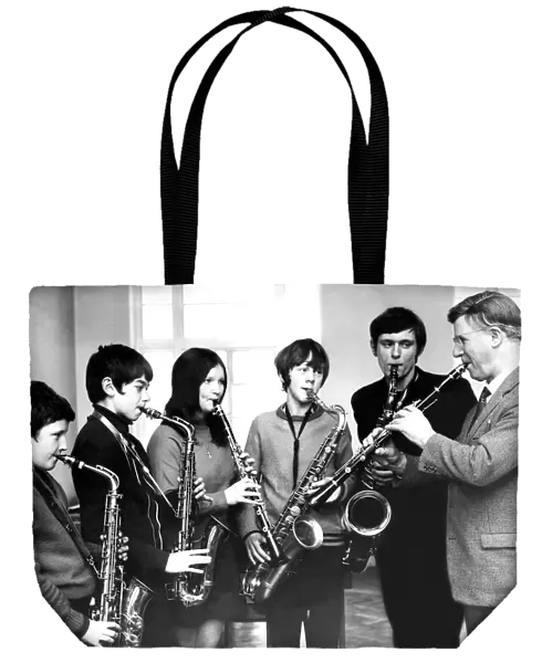 Eddie Shearer teaches the big band sound. He is seen with, from left to right