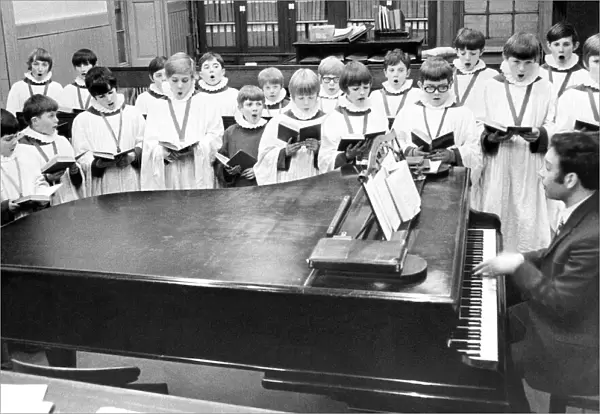 The choristers of St. Nicholas Cathedral in Newcastle practising on November 25, 1971