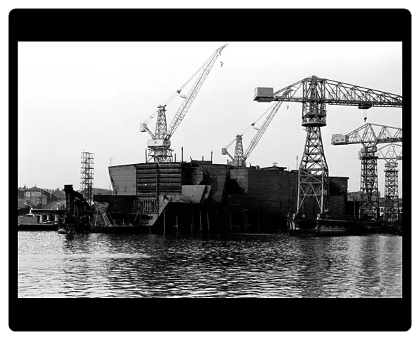 A ships hull being built by Swan Hunter in Wallsend. 27  /  09  /  70