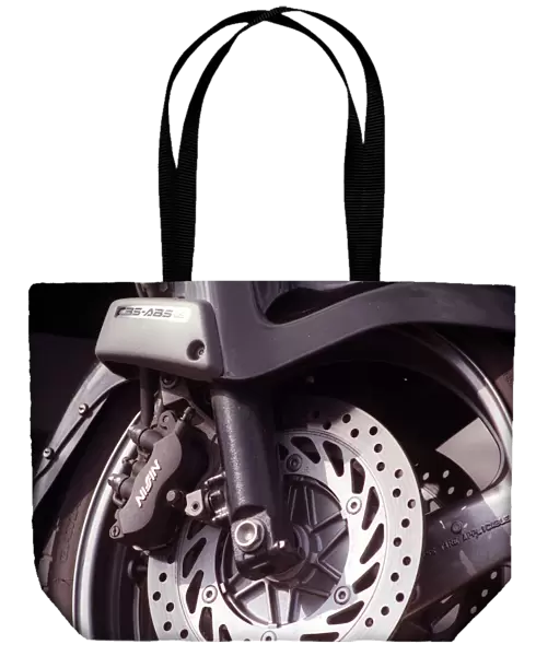 Honda Pan European motorcycle July 1998 Detail of suspension ventilated brake disc