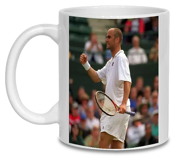 Andre Agassi Wimbledon Tennis Championships 1999 he celebrates victory over Wayne Arthurs