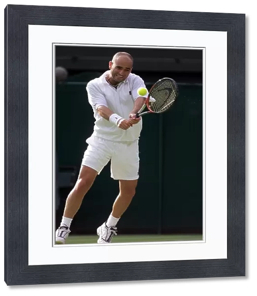 Andre Agassi on his way to beating Andrei Pavel in the first round of the mens singles of