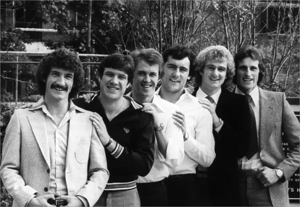Liverpool FC players l-r Terry McDermott, Emlyn Hughes, Phil Neal, Ray Kennedy