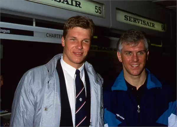 Graham Roberts & Chris Woods at airport March 1988
