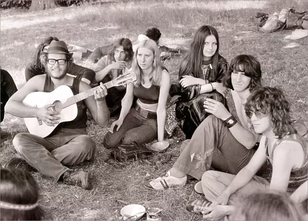 Hippy Festival Windsor Great Park August 1972 Groups of hippies from all