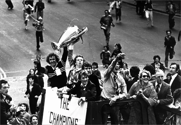 Liverpool football team parade on open top bus 1978 European Cup Winners against Bruges